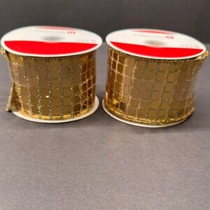 Gold Wired Ribbon NWT Set of 2